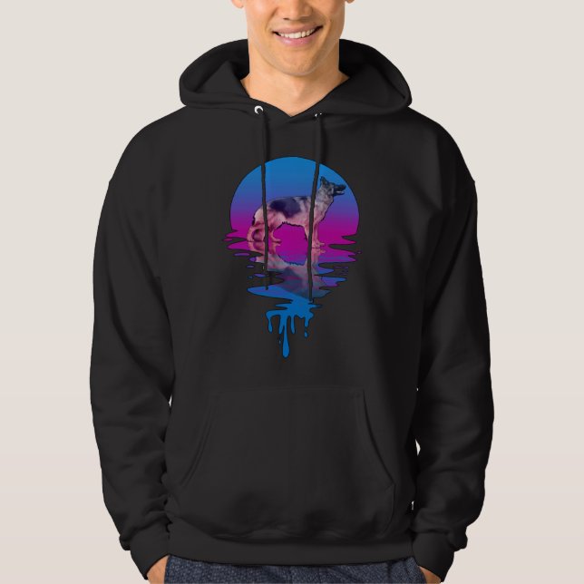 Vintage Retro Sunset German Shepard Hoodie (Front)