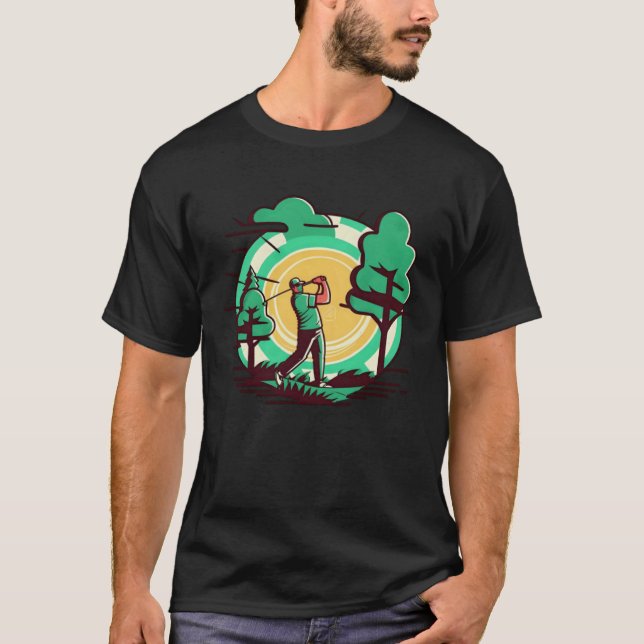 Vintage Retro Sunset Golfing T-Shirt (Front)