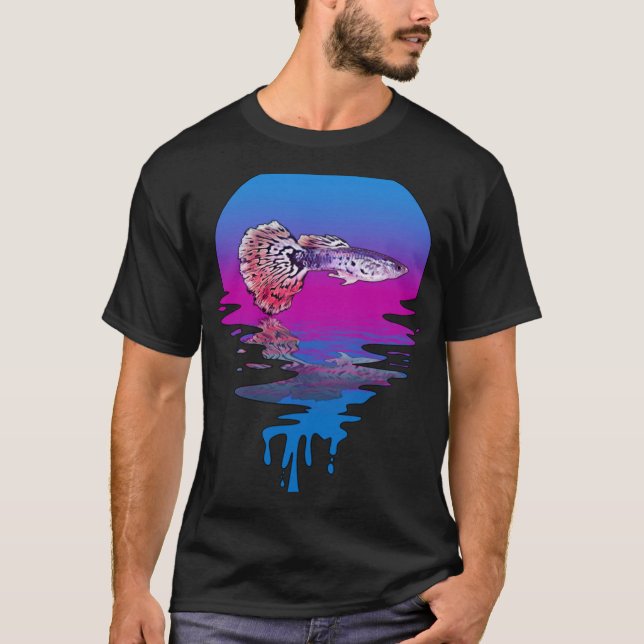 Vintage Retro Sunset Guppy T-Shirt (Front)