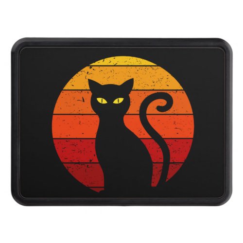 Vintage Retro Sunset Halloween Black Cat I Hitch Cover