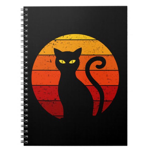 Vintage Retro Sunset Halloween Black Cat I Notebook