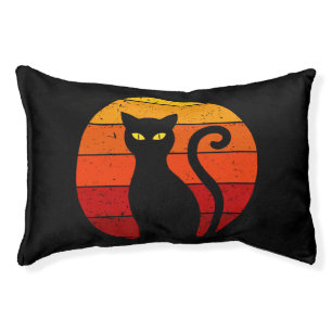 Vintage Retro Sunset Halloween Black Cat I Pet Bed