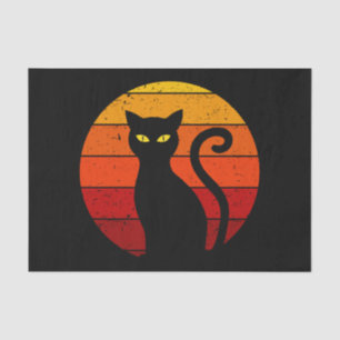 Vintage Retro Sunset Halloween Black Cat I Tissue Paper