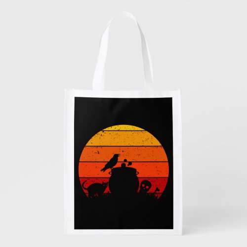 Vintage Retro Sunset Halloween Night I Grocery Bag