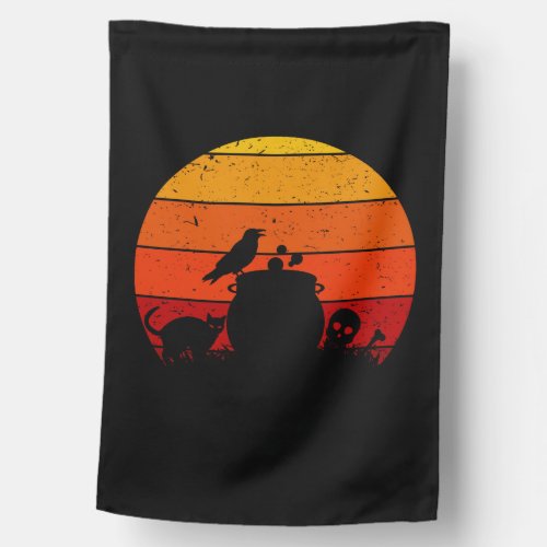 Vintage Retro Sunset Halloween Night I House Flag