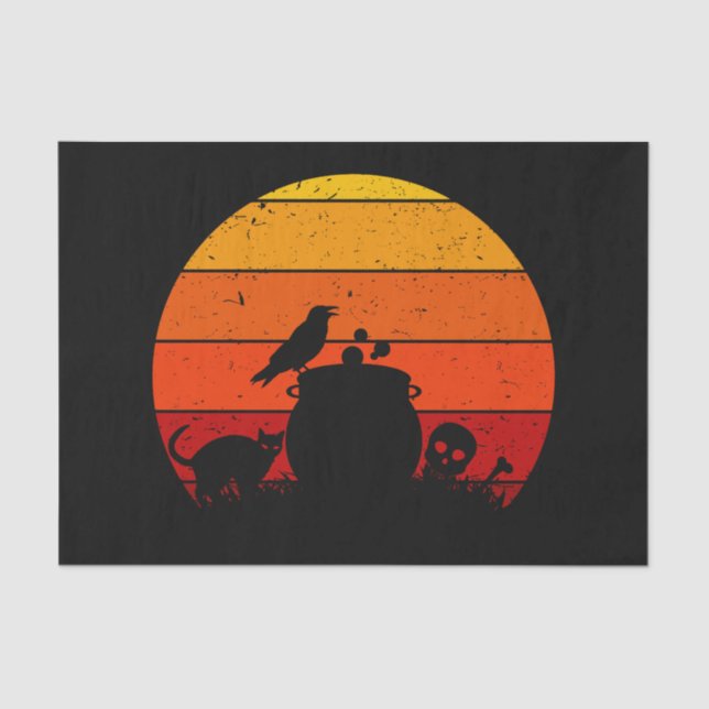 Vintage Retro Sunset Halloween Night I Tissue Paper (Front)