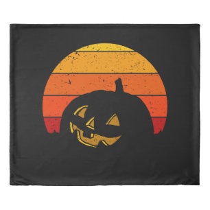 Vintage Retro Sunset Halloween Pumpkin I Duvet Cover