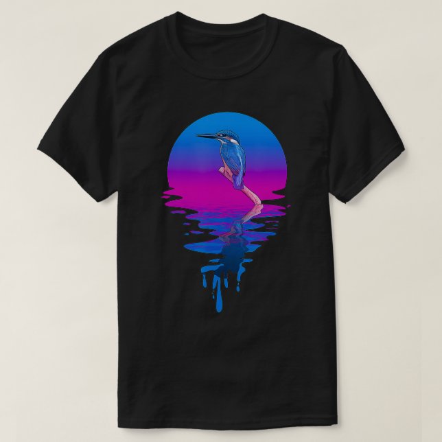 Vintage Retro Sunset Kingfisher  T-Shirt (Design Front)