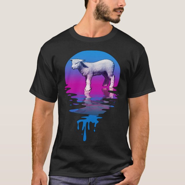 Vintage Retro Sunset Lamb T-Shirt (Front)