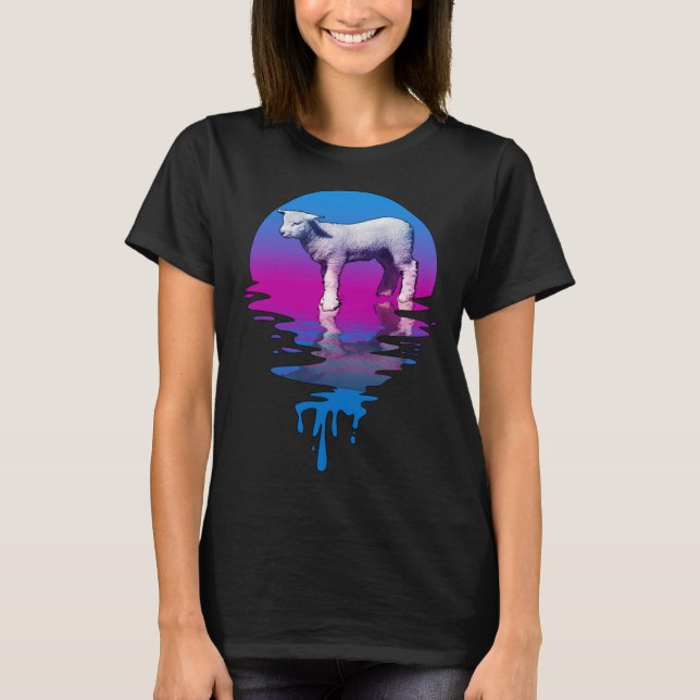 Vintage Retro Sunset Lamb T-Shirt (Front)