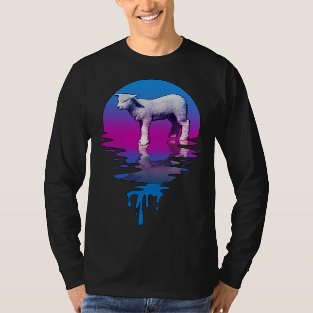 Vintage Retro Sunset Lamb T-Shirt (Front)