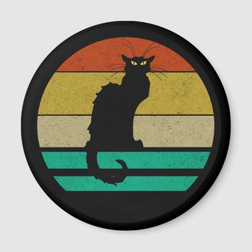 Vintage Retro Sunset Le Chat Noir Black Cat Magnet