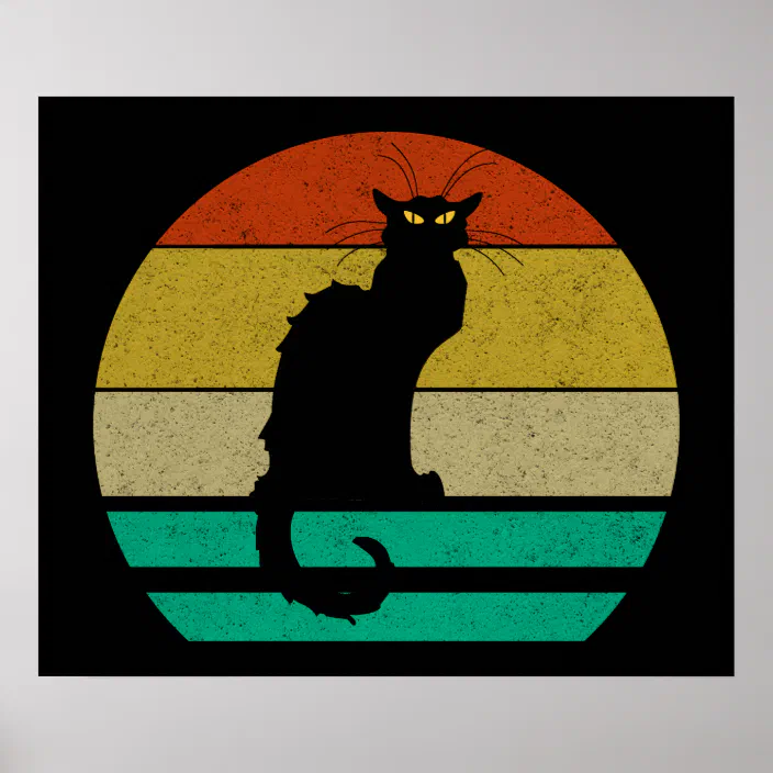 Vintage Retro Sunset Le Chat Noir Black Cat Poster Zazzle Com