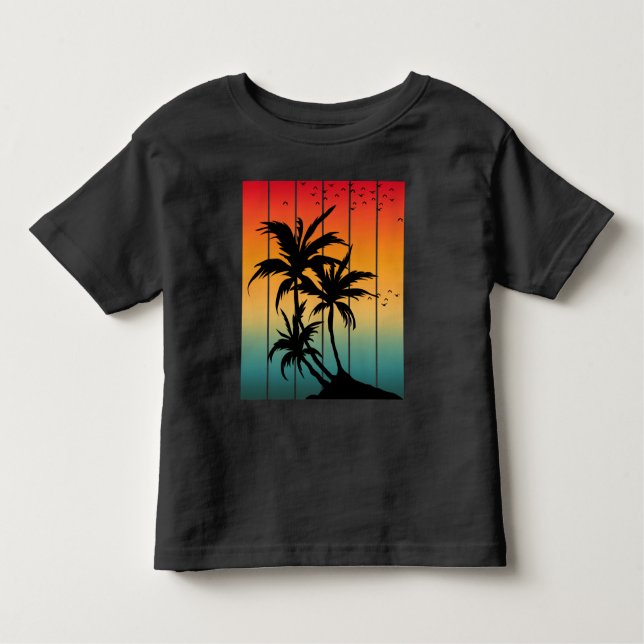 VINTAGE RETRO SUNSET PALM TREES T-Shirt (Front)