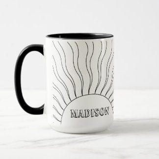 Vintage Retro Sunset Personalized Name Coloring Mug