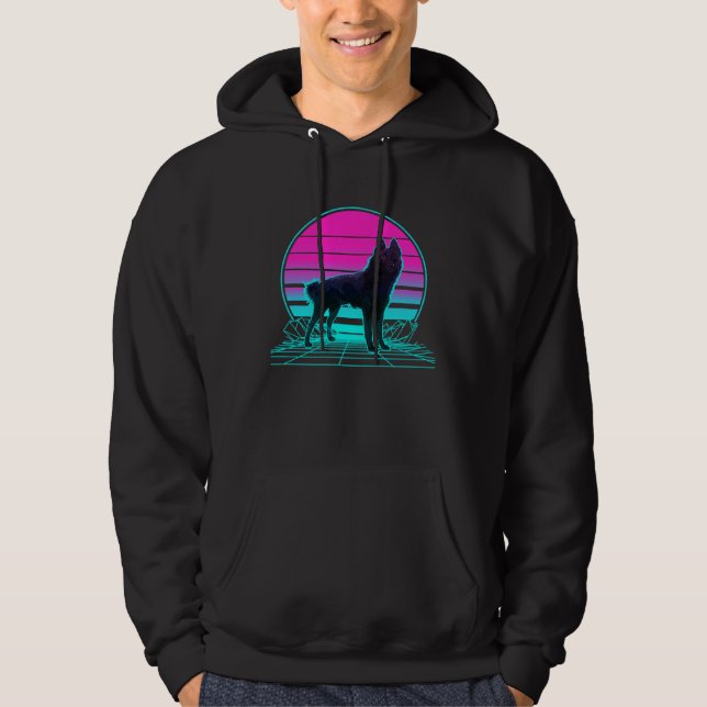 Vintage Retro Sunset Schipperke Hoodie (Front)