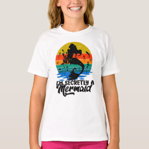 Vintage Retro Sunset Secretly A Mermaid T-Shirt