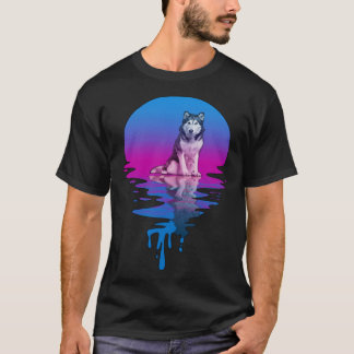 Vintage Retro Sunset Siberian Husky T-Shirt