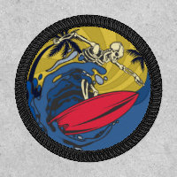 Vintage Retro Sunset Skeleton Surfer