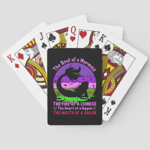 Vintage Retro Sunset Soul of a Mermaid Poker Cards