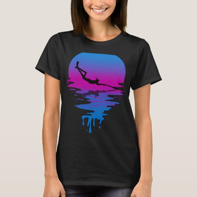 Vintage Retro Sunset Spearfishing T-Shirt (Front)