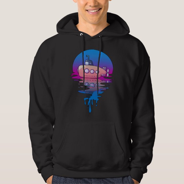 Vintage Retro Sunset Submarine Hoodie (Front)