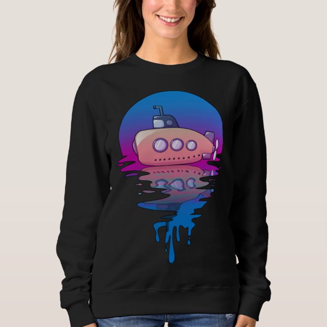 Vintage Retro Sunset Submarine Sweatshirt (Front)