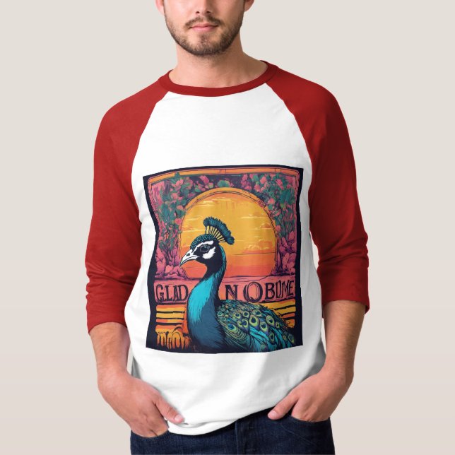 Vintage Retro Sunset T-Shirt – Cool Peacock Baby (Front)