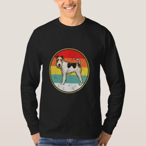 Vintage Retro Sunset Wire Fox Terrier Dog  T_Shirt
