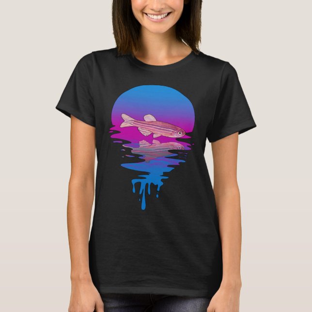 Vintage Retro Sunset Zebrafish T-Shirt (Front)