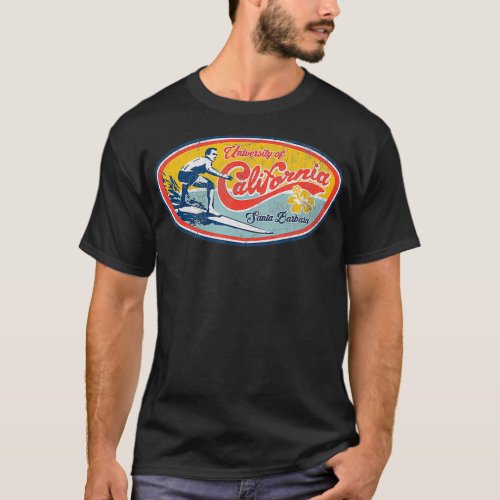 Vintage Retro Surf Style UCSB  T_Shirt