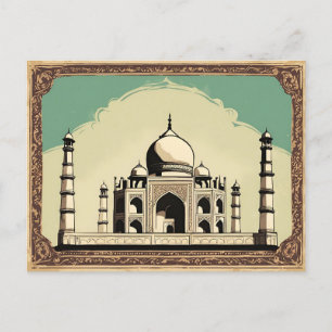 Vintage Retro Taj Mahal Postcard