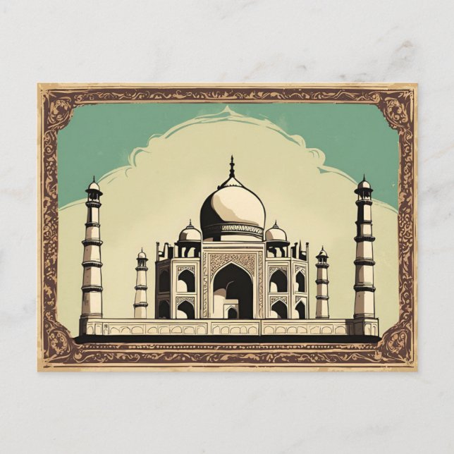 Vintage Retro Taj Mahal Postcard (Front)