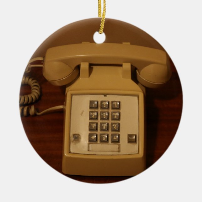 Vintage Retro Telephone Ceramic Ornament (Front)