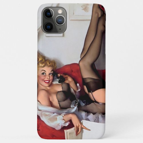 Vintage Retro Telephone Phone Call Pinup Girl iPhone 11 Pro Max Case