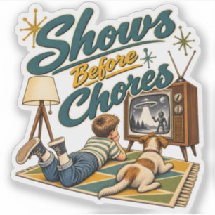 Vintage Retro Television - 1950s TV Show Nostalgia Sticker