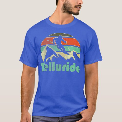 Vintage Retro Telluride Colorado Ski Gift Skiing T_Shirt