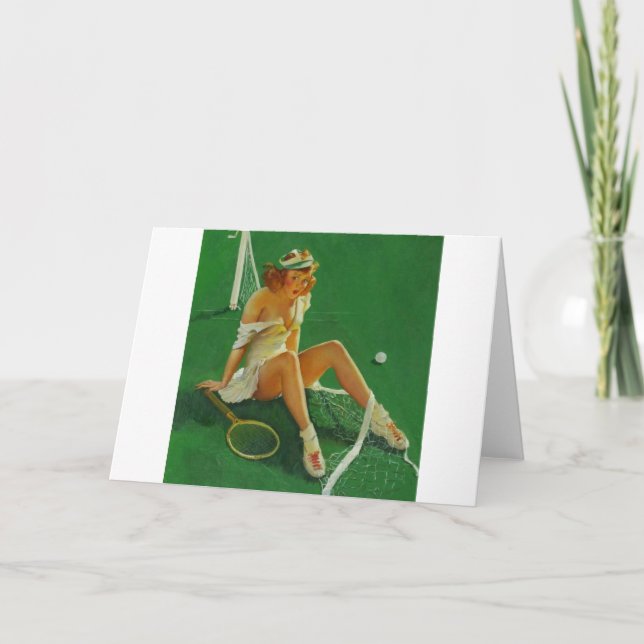 Vintage Retro Tennis Pinup Girl Card (Front)