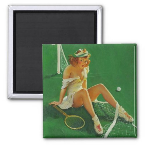 Vintage Retro Tennis Pinup Girl Magnet