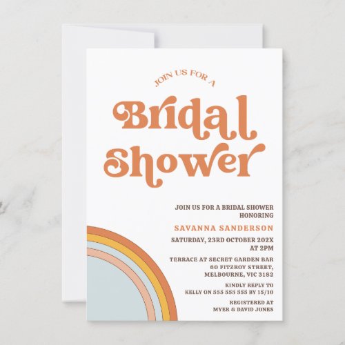 Vintage Retro Terracotta  Bridal Shower Invitation