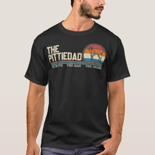 Vintage Retro The Pittie Dog Dad Pitbull Lover Sil T_Shirt