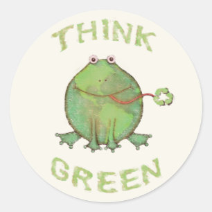 Vintage / Retro Think Green Frog Stickers