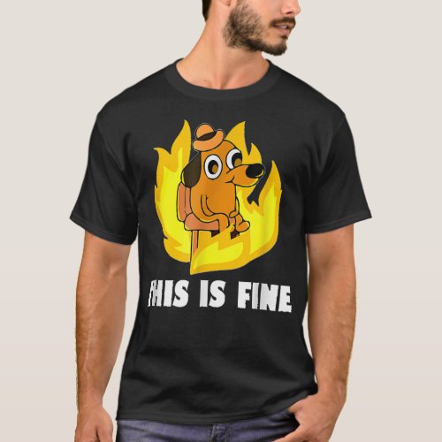 Vintage Retro This Is Fine Dog Internet Meme Burni T_Shirt