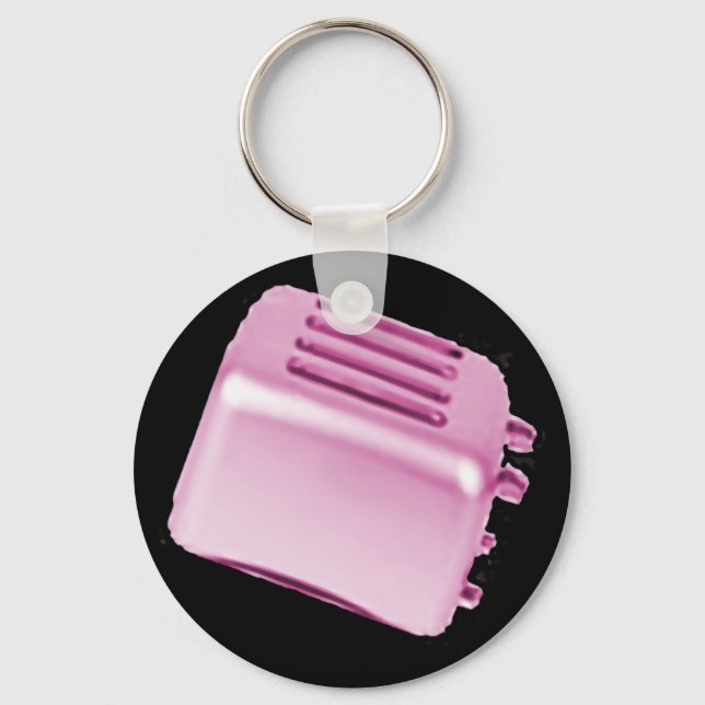 Vintage Retro Toaster Design - Pink Keychain (Front)