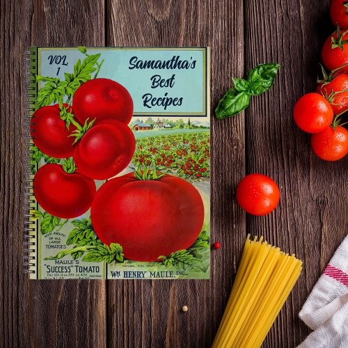 Vintage Retro Tomato Personalized Cook Recipe Book