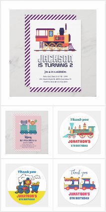 Vintage Retro Train Birthday