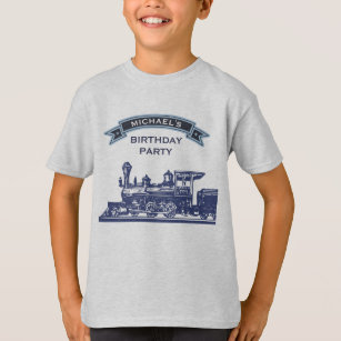 Personalised Train Boys Girls Kids Childrens Birthday Fun T-Shirt Tshirt Top 