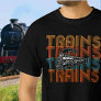 Vintage Retro Trains Text Steam Engine Locomotive  T-Shirt