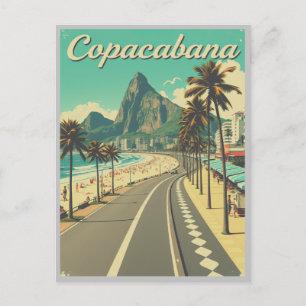 Vintage Retro Travel - Copacabana Beach Postcard