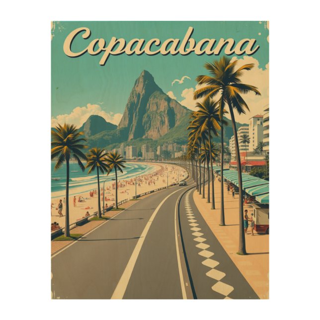 Vintage Retro Travel Poster - Copacabana Beach  (Front)